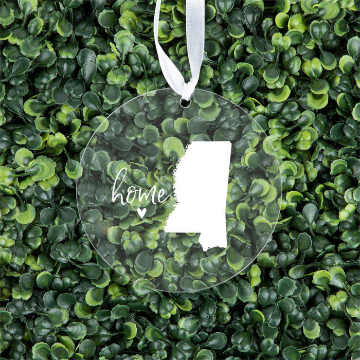 US State Round Clear Acrylic Christmas Ornament Keepsake, Long Distance Christmas Ideas-Set of 1-Andaz Press-Alabama-