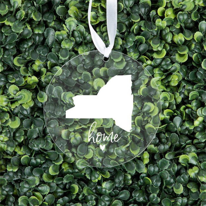 US State Round Clear Acrylic Christmas Ornament Keepsake, Long Distance Christmas Ideas-Set of 1-Andaz Press-Alabama-