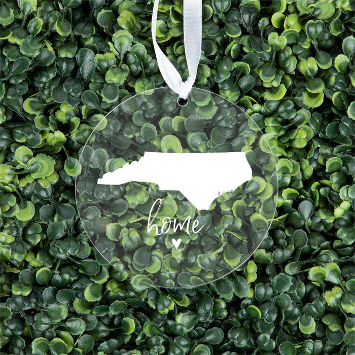 US State Round Clear Acrylic Christmas Ornament Keepsake, Long Distance Christmas Ideas-Set of 1-Andaz Press-Alabama-