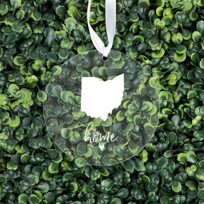 US State Round Clear Acrylic Christmas Ornament Keepsake, Long Distance Christmas Ideas-Set of 1-Andaz Press-Alabama-