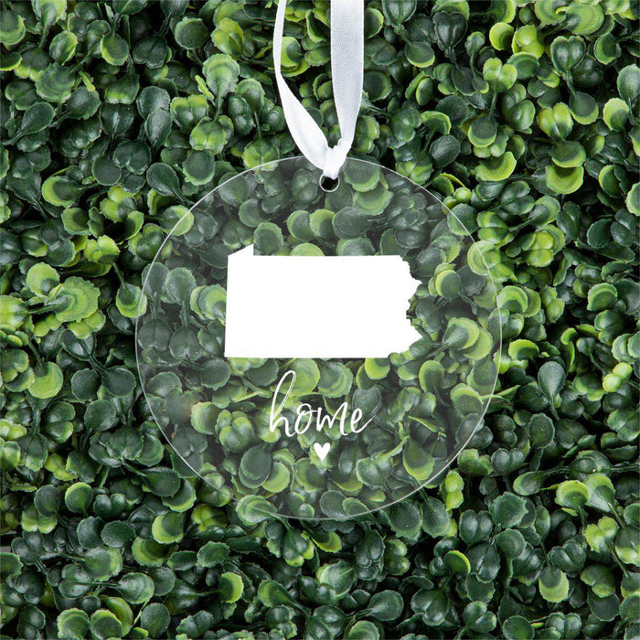 US State Round Clear Acrylic Christmas Ornament Keepsake, Long Distance Christmas Ideas-Set of 1-Andaz Press-Alabama-