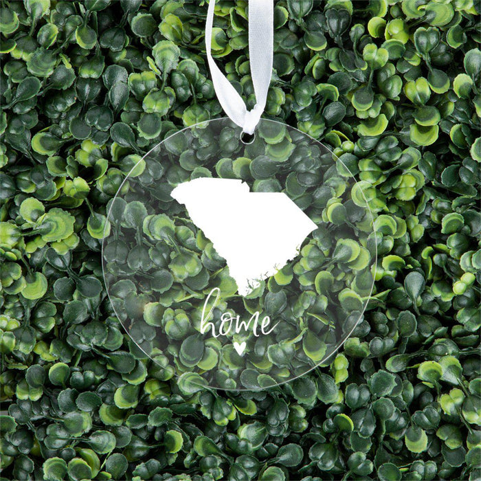 US State Round Clear Acrylic Christmas Ornament Keepsake, Long Distance Christmas Ideas-Set of 1-Andaz Press-Alabama-