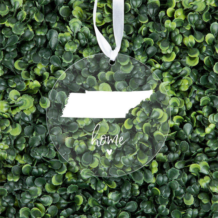 US State Round Clear Acrylic Christmas Ornament Keepsake, Long Distance Christmas Ideas-Set of 1-Andaz Press-Alabama-