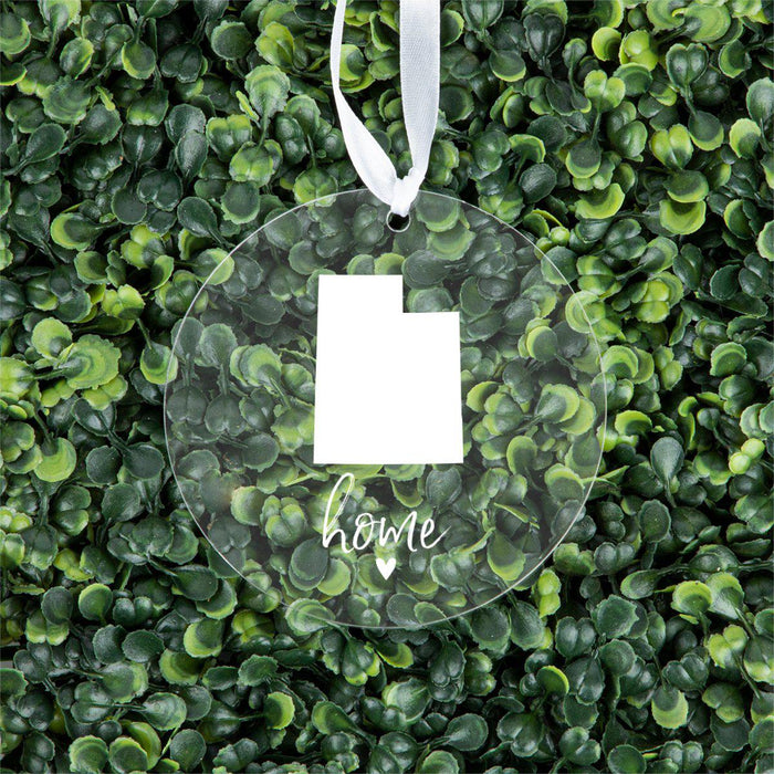 US State Round Clear Acrylic Christmas Ornament Keepsake, Long Distance Christmas Ideas-Set of 1-Andaz Press-Alabama-