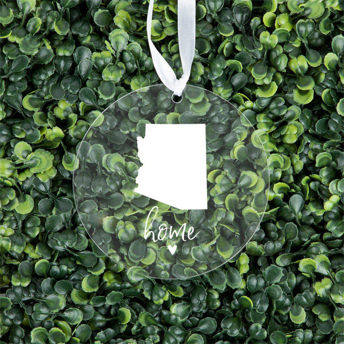 US State Round Clear Acrylic Christmas Ornament Keepsake, Long Distance Christmas Ideas-Set of 1-Andaz Press-Alabama-