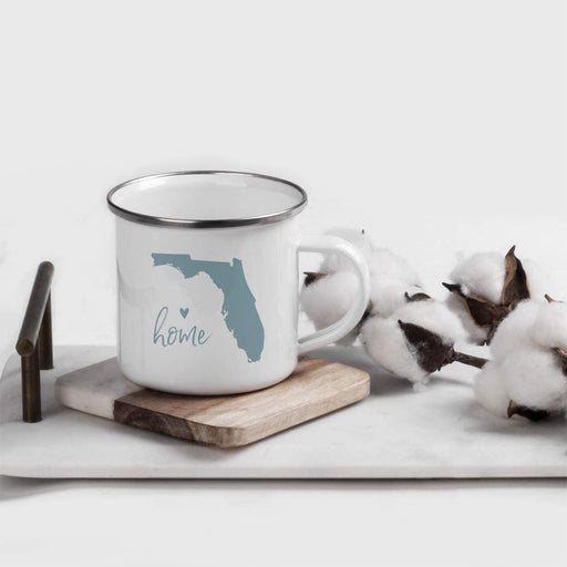 US State Stainless Steel Campfire Coffee Mug Gift, Aqua Home Heart, Florida-Set of 1-Andaz Press-