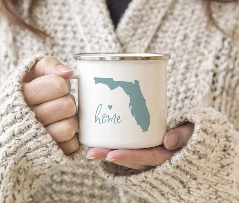 US State Stainless Steel Campfire Coffee Mug Gift, Aqua Home Heart, Florida-Set of 1-Andaz Press-