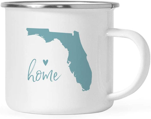 US State Stainless Steel Campfire Coffee Mug Gift, Aqua Home Heart, Florida-Set of 1-Andaz Press-