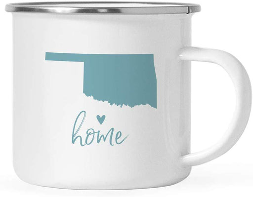 US State Stainless Steel Campfire Coffee Mug Gift, Aqua Home Heart, Oklahoma-Set of 1-Andaz Press-