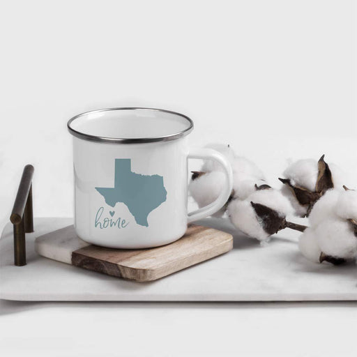 US State Stainless Steel Campfire Coffee Mug Gift, Aqua Home Heart, Texas-Set of 1-Andaz Press-