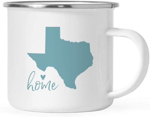 US State Stainless Steel Campfire Coffee Mug Gift, Aqua Home Heart, Texas-Set of 1-Andaz Press-