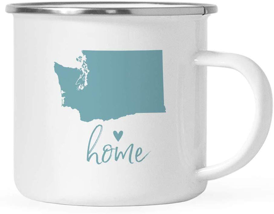 US State Stainless Steel Campfire Coffee Mug Gift, Aqua Home Heart, Washington-Set of 1-Andaz Press-