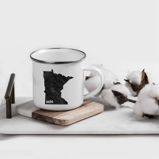 US State Stainless Steel Campfire Coffee Mug Gift, Modern Black Grunge Abbreviation, Minnesota-Set of 1-Andaz Press-