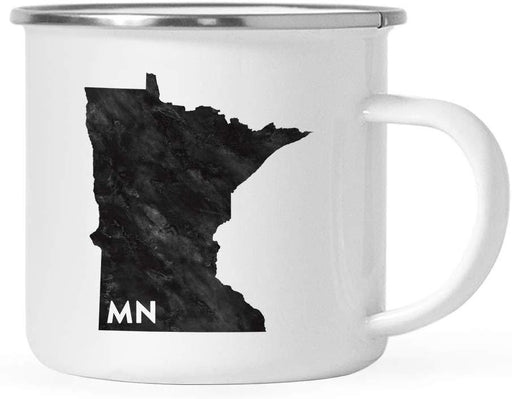US State Stainless Steel Campfire Coffee Mug Gift, Modern Black Grunge Abbreviation, Minnesota-Set of 1-Andaz Press-
