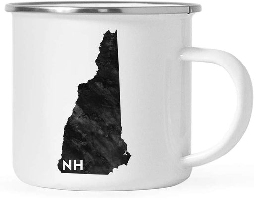 US State Stainless Steel Campfire Coffee Mug Gift, Modern Black Grunge Abbreviation, New Hampshire-Set of 1-Andaz Press-