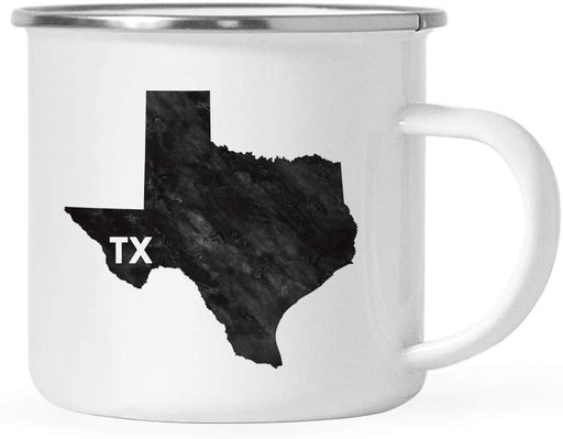 US State Stainless Steel Campfire Coffee Mug Gift, Modern Black Grunge Abbreviation, Texas-Set of 1-Andaz Press-