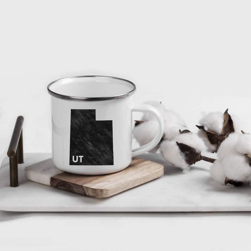 US State Stainless Steel Campfire Coffee Mug Gift, Modern Black Grunge Abbreviation, Utah-Set of 1-Andaz Press-