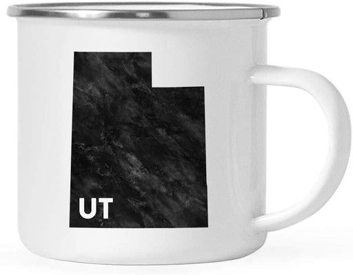 US State Stainless Steel Campfire Coffee Mug Gift, Modern Black Grunge Abbreviation, Utah-Set of 1-Andaz Press-