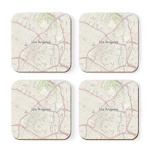 U.S. City Map Square Coffee Drink Coasters Gift, Vintage Map-Set of 4-Andaz Press-NY-