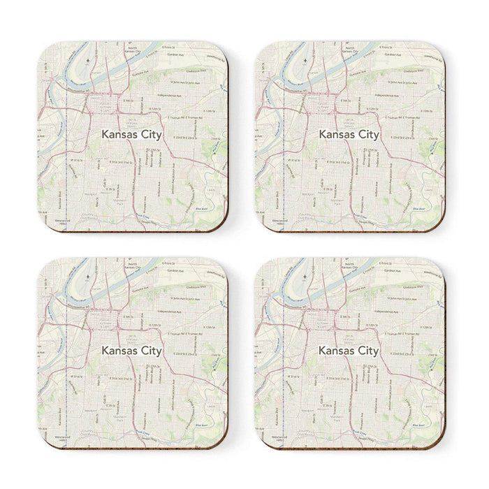 U.S. City Map Square Coffee Drink Coasters Gift, Vintage Map-Set of 4-Andaz Press-NY-