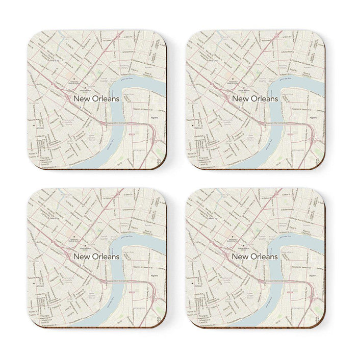U.S. City Map Square Coffee Drink Coasters Gift, Vintage Map-Set of 4-Andaz Press-NY-