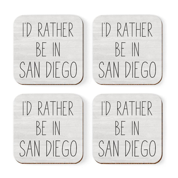 U.S. City Square Coffee Drink Coasters Gift, I'd Rather Be in Part 1-Set of 4-Andaz Press-Los Angeles-