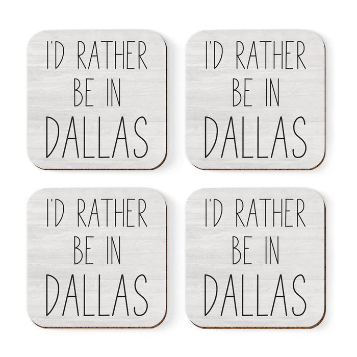 U.S. City Square Coffee Drink Coasters Gift, I'd Rather Be in Part 1-Set of 4-Andaz Press-Los Angeles-