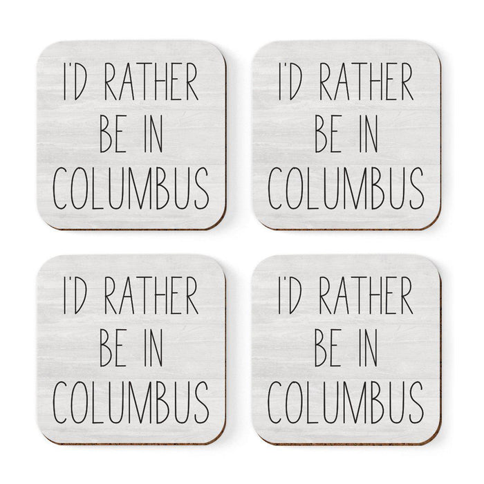 U.S. City Square Coffee Drink Coasters Gift, I'd Rather Be in Part 1-Set of 4-Andaz Press-Los Angeles-