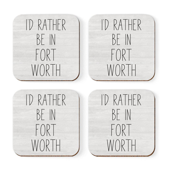 U.S. City Square Coffee Drink Coasters Gift, I'd Rather Be in Part 1-Set of 4-Andaz Press-Los Angeles-