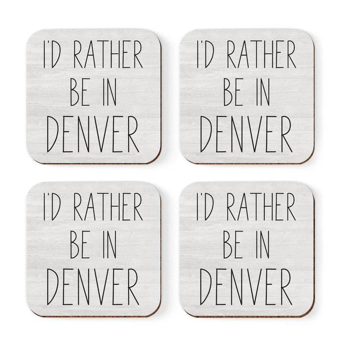 U.S. City Square Coffee Drink Coasters Gift, I'd Rather Be in Part 1-Set of 4-Andaz Press-Los Angeles-