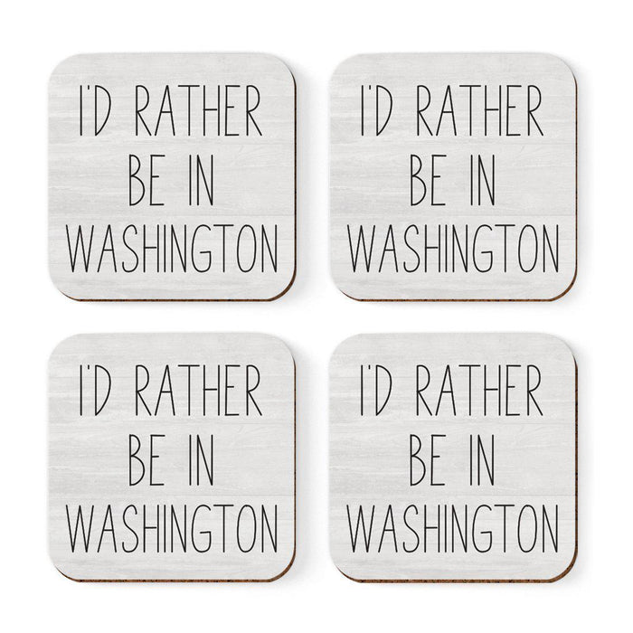 U.S. City Square Coffee Drink Coasters Gift, I'd Rather Be in Part 1-Set of 4-Andaz Press-Los Angeles-