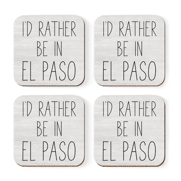 U.S. City Square Coffee Drink Coasters Gift, I'd Rather Be in Part 1-Set of 4-Andaz Press-Los Angeles-