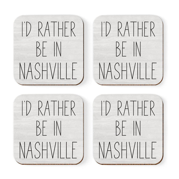 U.S. City Square Coffee Drink Coasters Gift, I'd Rather Be in Part 1-Set of 4-Andaz Press-Los Angeles-