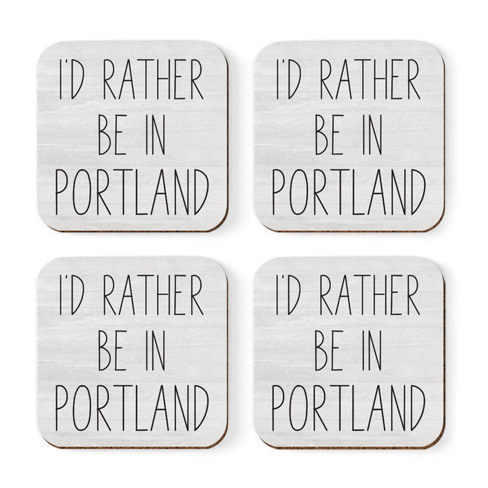 U.S. City Square Coffee Drink Coasters Gift, I'd Rather Be in Part 1-Set of 4-Andaz Press-Los Angeles-