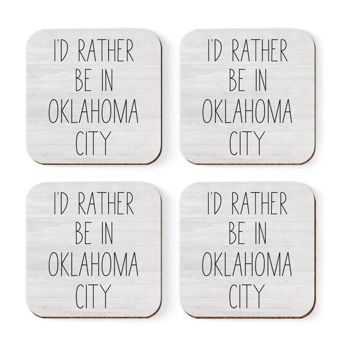 U.S. City Square Coffee Drink Coasters Gift, I'd Rather Be in Part 1-Set of 4-Andaz Press-Los Angeles-