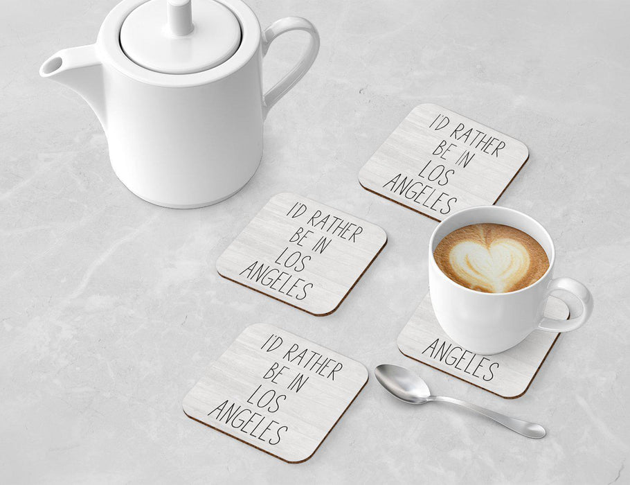 U.S. City Square Coffee Drink Coasters Gift, I'd Rather Be in Part 1-Set of 4-Andaz Press-Los Angeles-
