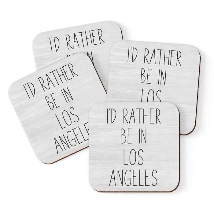 U.S. City Square Coffee Drink Coasters Gift, I'd Rather Be in Part 1-Set of 4-Andaz Press-Los Angeles-