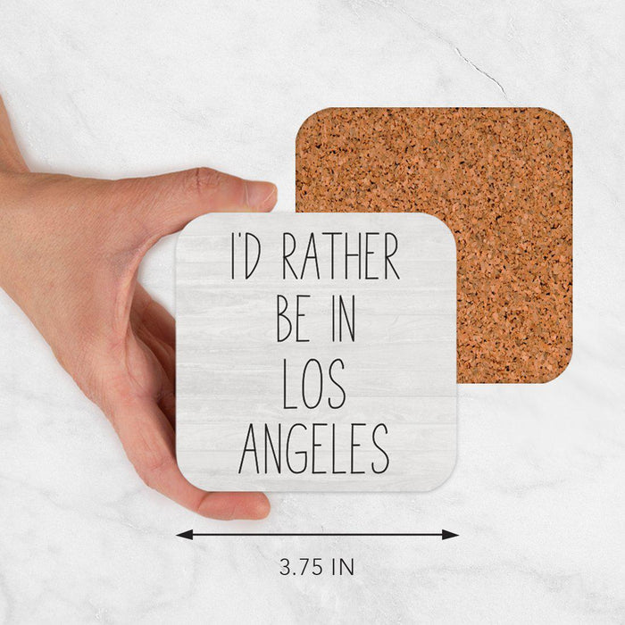 U.S. City Square Coffee Drink Coasters Gift, I'd Rather Be in Part 1-Set of 4-Andaz Press-Los Angeles-