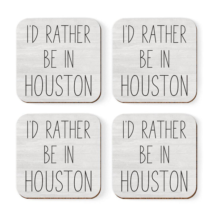 U.S. City Square Coffee Drink Coasters Gift, I'd Rather Be in Part 1-Set of 4-Andaz Press-Los Angeles-