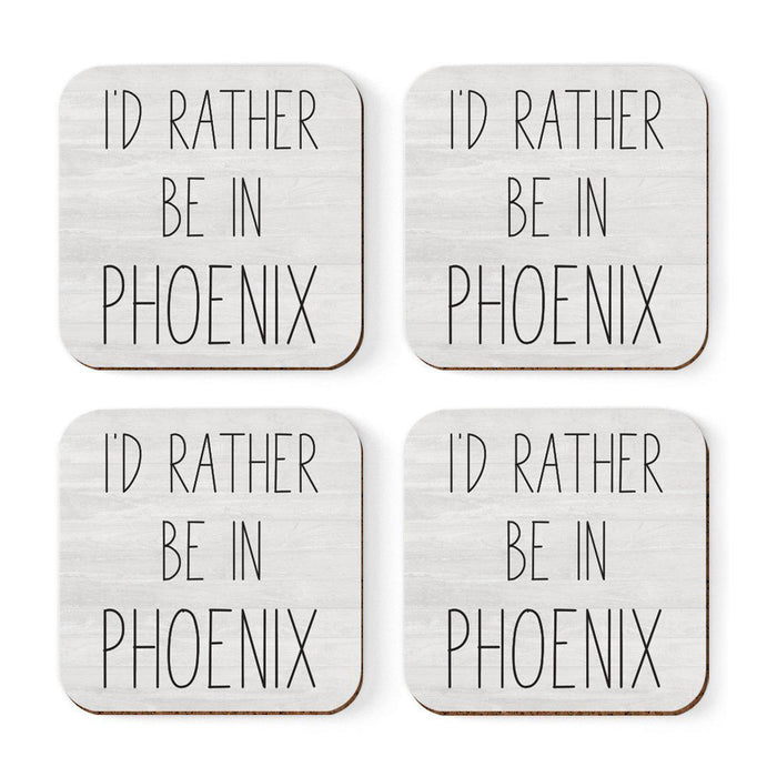 U.S. City Square Coffee Drink Coasters Gift, I'd Rather Be in Part 1-Set of 4-Andaz Press-Los Angeles-