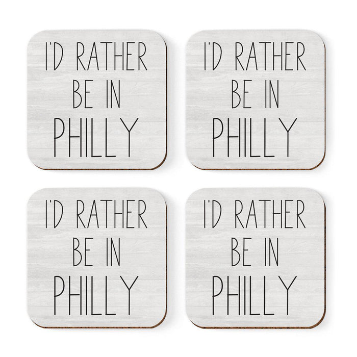 U.S. City Square Coffee Drink Coasters Gift, I'd Rather Be in Part 1-Set of 4-Andaz Press-Los Angeles-