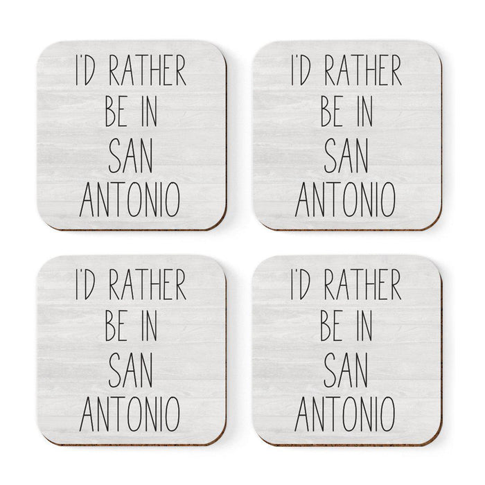 U.S. City Square Coffee Drink Coasters Gift, I'd Rather Be in Part 1-Set of 4-Andaz Press-Los Angeles-
