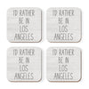 U.S. City Square Coffee Drink Coasters Gift, I'd Rather Be in Part 1-Set of 4-Andaz Press-Los Angeles-