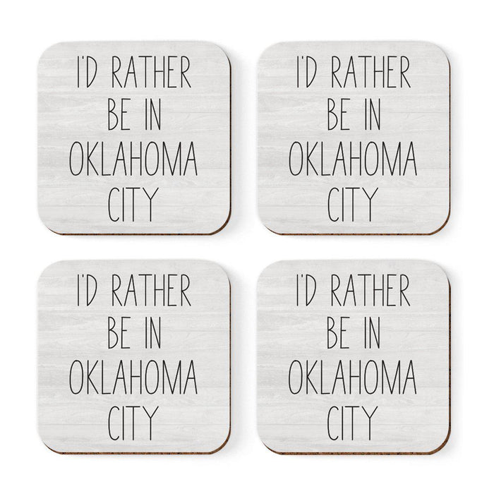 U.S. City Square Coffee Drink Coasters Gift, I'd Rather Be in Part 1-Set of 4-Andaz Press-Oklahoma City-