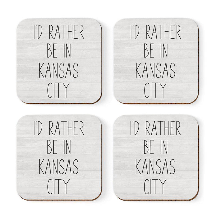 U.S. City Square Coffee Drink Coasters Gift, I'd Rather Be in Part 2-Set of 4-Andaz Press-Las Vegas-