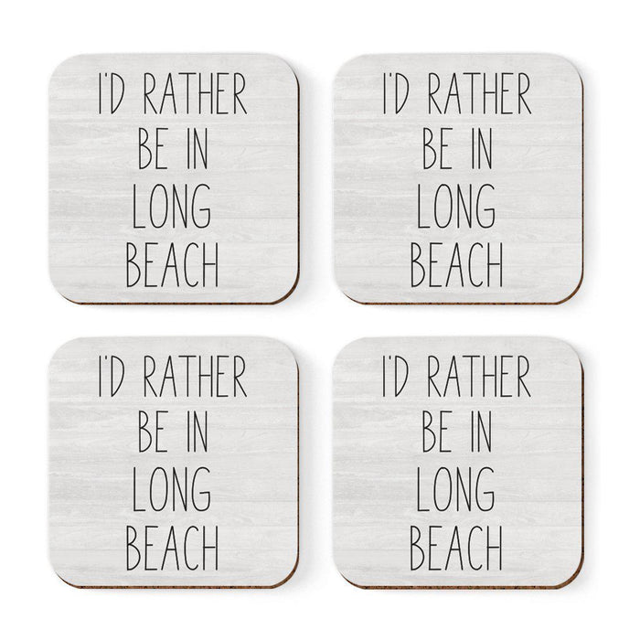 U.S. City Square Coffee Drink Coasters Gift, I'd Rather Be in Part 2-Set of 4-Andaz Press-Las Vegas-