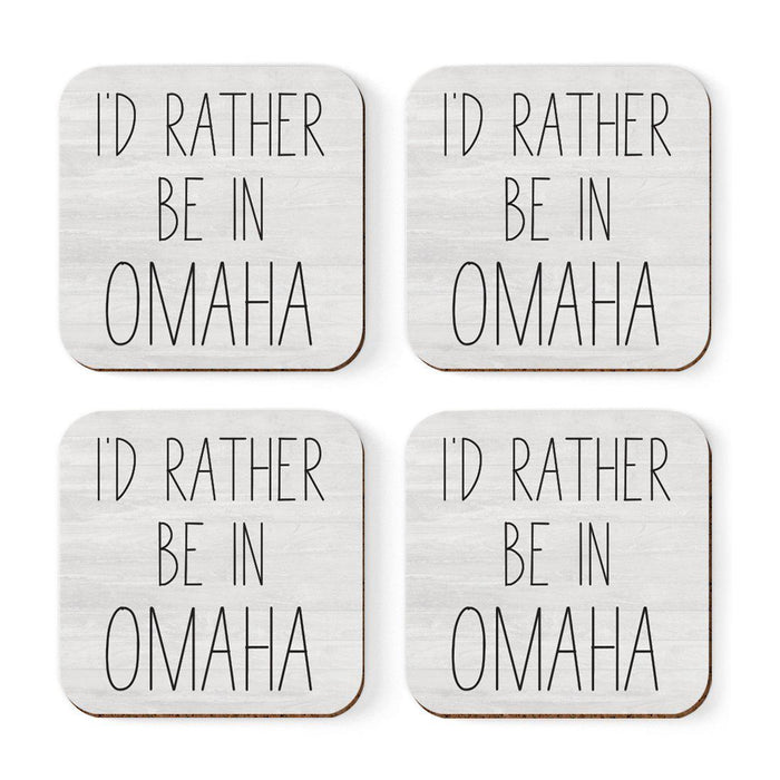 U.S. City Square Coffee Drink Coasters Gift, I'd Rather Be in Part 2-Set of 4-Andaz Press-Las Vegas-