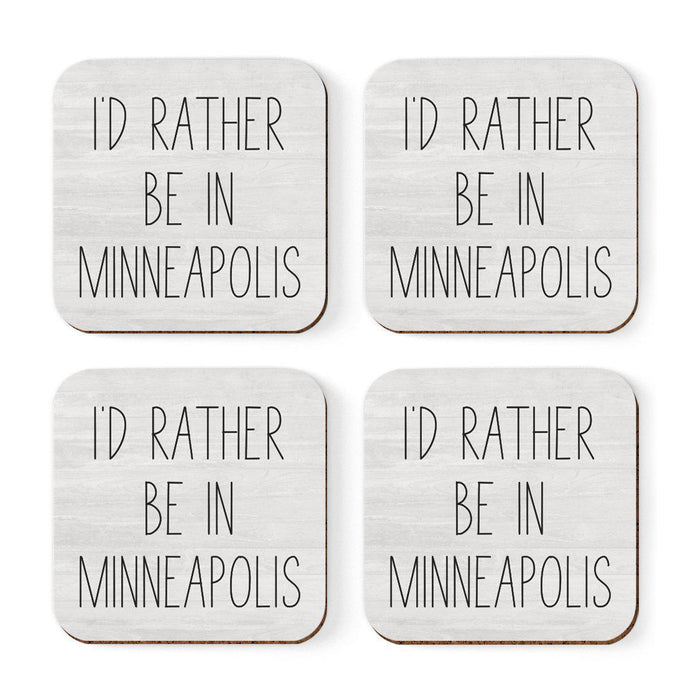 U.S. City Square Coffee Drink Coasters Gift, I'd Rather Be in Part 2-Set of 4-Andaz Press-Las Vegas-