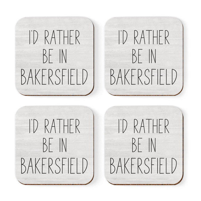 U.S. City Square Coffee Drink Coasters Gift, I'd Rather Be in Part 2-Set of 4-Andaz Press-Las Vegas-
