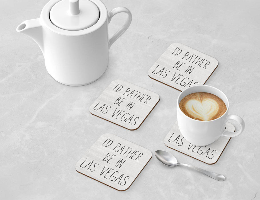 U.S. City Square Coffee Drink Coasters Gift, I'd Rather Be in Part 2-Set of 4-Andaz Press-Las Vegas-